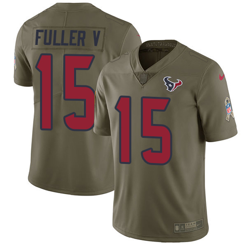Houston Texans #15 Will Fuller V Olive Men's Stitched Limited 2017 Salute to Service Jersey Men's
