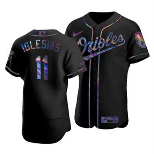 Baltimore Baltimore Orioles #11 Jose Iglesias Men's Iridescent Holographic Collection Jersey - Black Men's