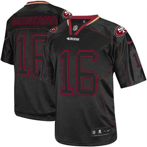 49ers #16 Joe Montana Lights Out Black Youth Stitched Elite Jersey