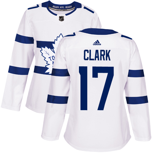 Adidas Maple Toronto Maple Leafs #17 Wendel Clark White Authentic 2018 Stadium Series Women's Stitched Jersey Womens