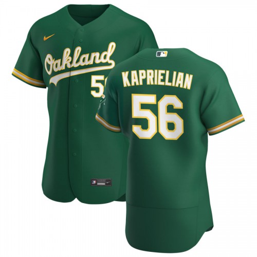Oakland Oakland Athletics #56 James Kaprielian Men's Kelly Green Alternate 2020 Authentic Player Jersey Men's