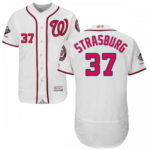 Washington Nationals #37 Stephen Strasburg White Flexbase Authentic Collection 2019 World Series Champions Stitched Jersey Men's