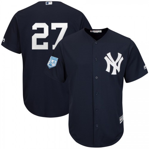 New York Yankees #27 Giancarlo Stanton Navy Blue 2019 Spring Training Cool Base Stitched Jersey Men's