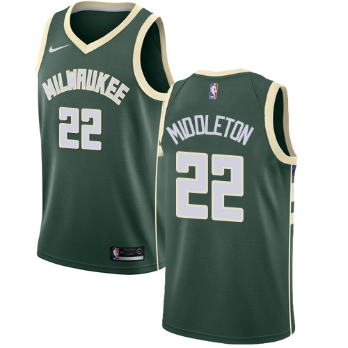 Milwaukee Bucks #22 Khris Middleton Green Swingman Icon Edition Jersey Mens