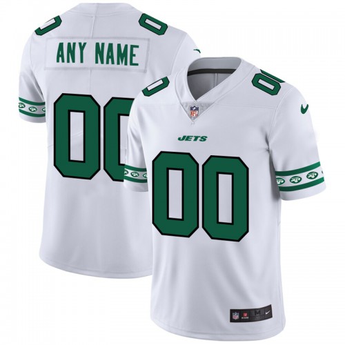 New York Jets Custom White Team Logo Vapor Limited Jersey