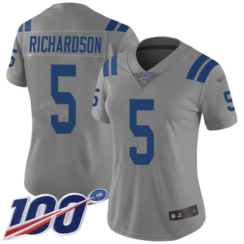 Colts #5 Anthony Richardson Gray Women's Stitched Limited Inverted Legend 100th Season Jersey