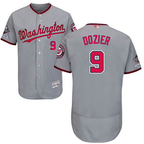 Washington Nationals #9 Brian Dozier Grey Flexbase Authentic Collection 2019 World Series Champions Stitched Jersey Men's