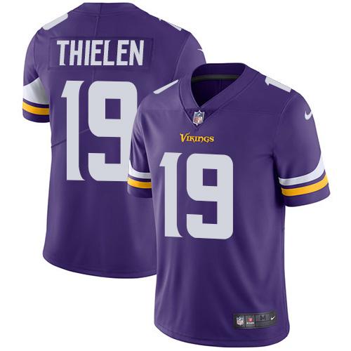 Vikings #19 Adam Thielen Purple Team Color Youth Stitched Vapor Untouchable Limited Jersey