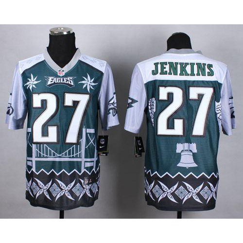Philadelphia Eagles #27 Malcolm Jenkins Midnight Green Men's Stitched Elite Noble Fashion Jersey Men's