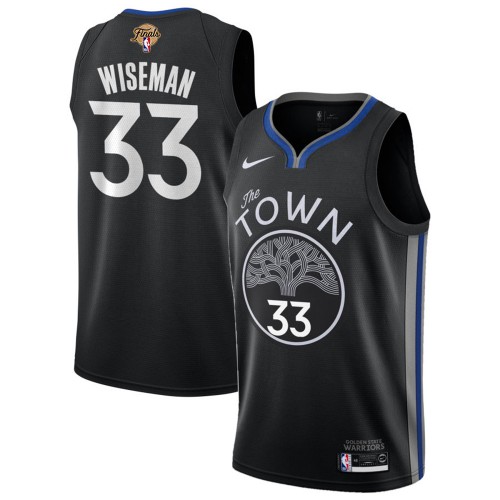 Golden State Warriors #33 James Wiseman Black 2022 Finals Statement Edition Jersey Youth