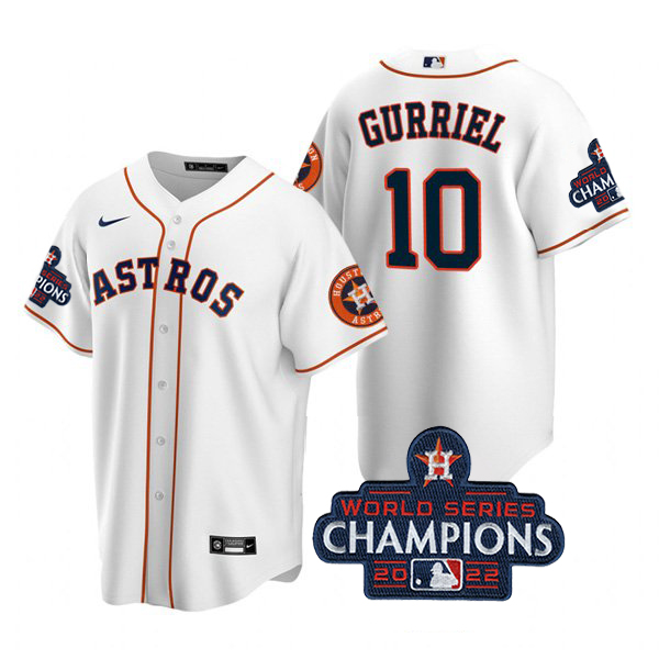 Houston Astros #10 Yuli Gurriel White 2022 World Series Champions Home Stitched Men's Jersey