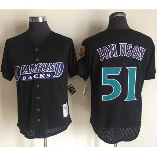 Mitchell And Ness 1999 Arizona Diamondbacks #51 Randy Johnson Black Throwback Stitched Jersey Men's