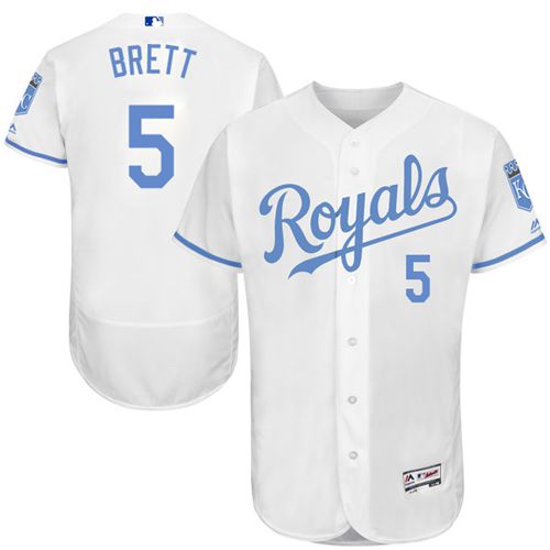 Kansas City Royals #5 George Brett White Flexbase Authentic Collection Father's Day Stitched Jersey Men's