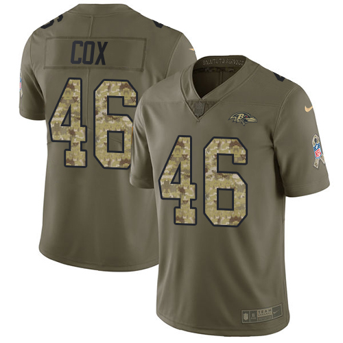 Baltimore Ravens #46 Morgan Cox Olive/Camo Men's Stitched Limited 2017 Salute To Service Jersey Men's