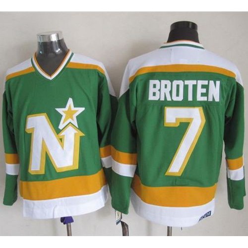 Dallas Stars #7 Neal Broten Stitched Green CCM Throwback Jersey Men's
