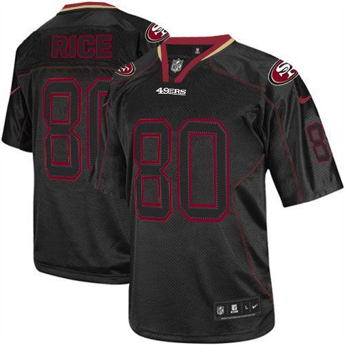 49ers #80 Jerry Rice Lights Out Black Youth Stitched Elite Jersey