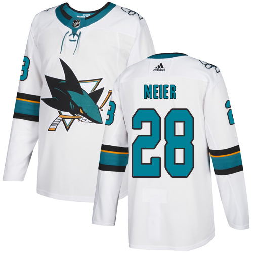 Adidas San Jose Sharks #28 Timo Meier White Road Authentic Stitched Jersey Men's