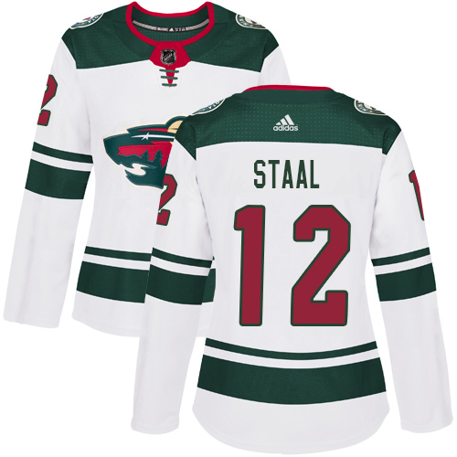 Adidas Minnesota Wild #12 Eric Staal White Road Authentic Women's Stitched Jersey Womens