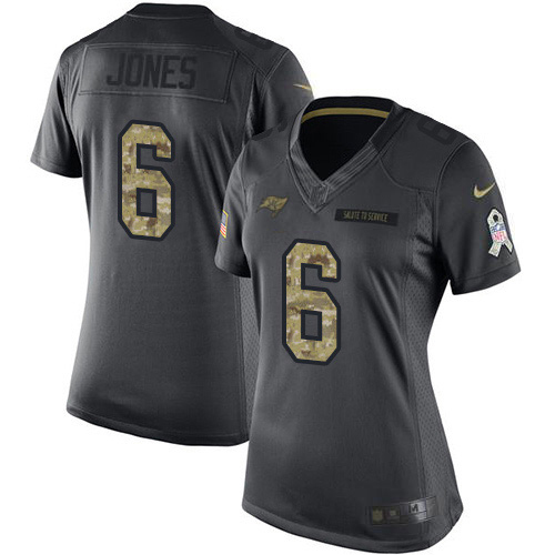 Buccaneers #6 Julio Jones Black Women's Stitched Limited 2016 Salute To Service Jersey