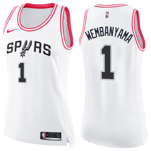 San Antonio Spurs #1 Victor Wembanyama White/Pink Women's Swingman Fashion Jersey
