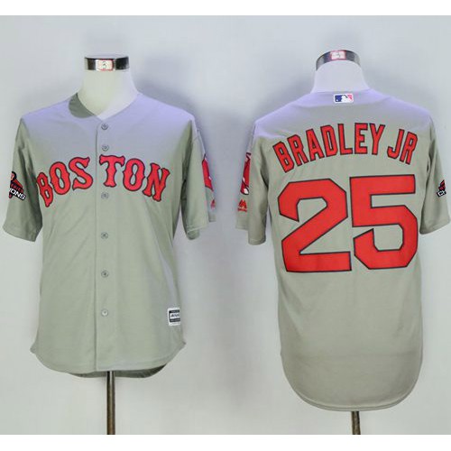 Boston Red Sox #25 Jackie Bradley Jr Grey New Cool Base 2018 World Series Champions Stitched Jersey Men's