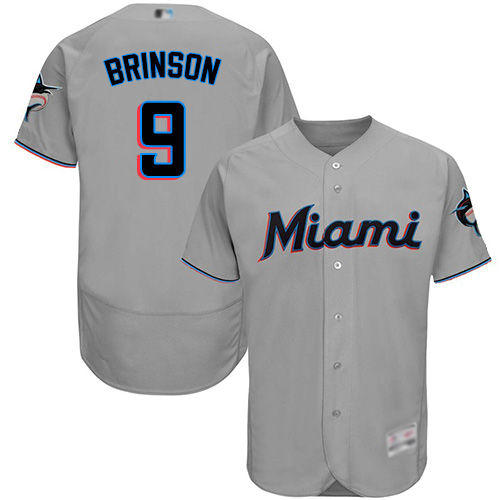 Miami Marlins #9 Lewis Brinson Grey Flexbase Authentic Collection Stitched Jersey Men's