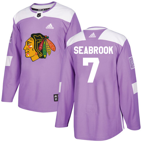 Adidas Chicago Blackhawks #7 Brent Seabrook Purple Authentic Fights Cancer Stitched Jersey Men's