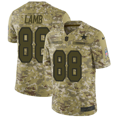 Cowboys #88 CeeDee Lamb Camo Youth Stitched Limited 2018 Salute To Service Jersey