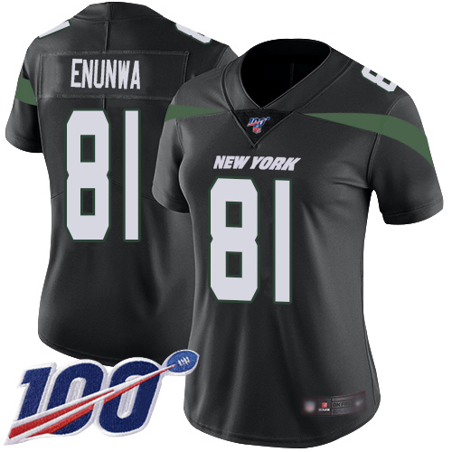 New York Jets #81 Quincy Enunwa Black Alternate Women's Stitched 100th Season Vapor Limited Jersey Womens