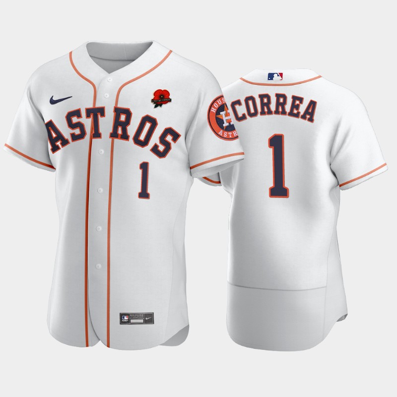Houston Astros #1 Carlos Correa Men's Authentic 2021 Memorial Day Jersey - White