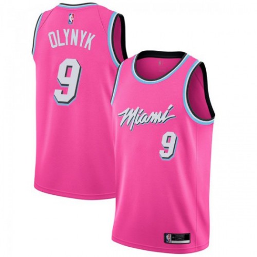 Miami Heat #9 Kelly Olynyk Pink Swingman Earned Edition Jersey Mens