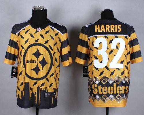Steelers #32 Franco Harris Gold Men's Stitched Elite Noble Fashion Jersey