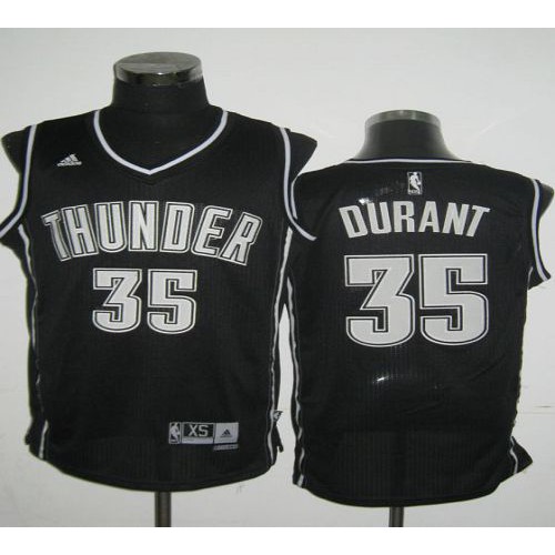 Oklahoma City Thunder #35 Kevin Durant Black Shadow Stitched Jersey Mens
