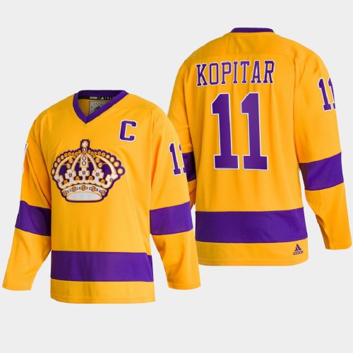 Adidas Los Angeles Kings #11 Anze Kopitar Team Classics Gold Men's 2022 Throwback Jersey Men's