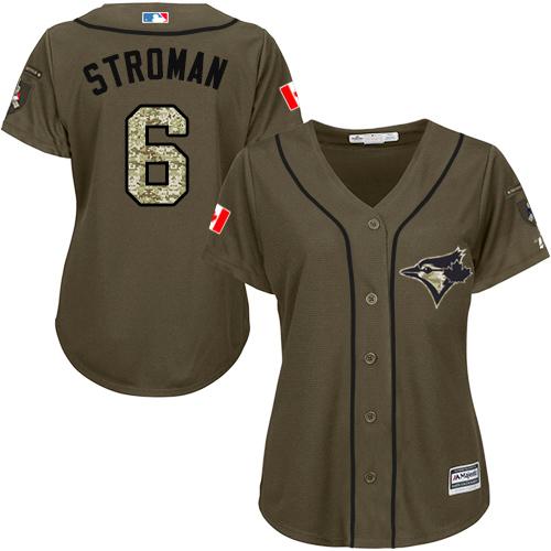 Toronto Blue Jays #6 Marcus Stroman Green Salute to Service Women's Stitched Jersey Womens