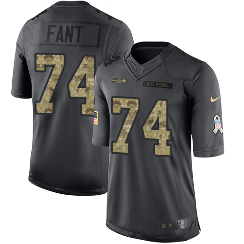 Seattle Seahawks #74 George Fant Black Men's Stitched Limited 2016 Salute to Service Jersey Men's