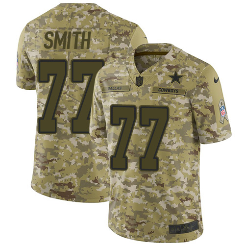 Dallas Cowboys #77 Tyron Smith Camo Men's Stitched Limited 2018 Salute To Service Jersey Men's