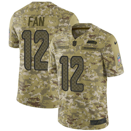 Seahawks #12 Fan Camo Men's Stitched Limited 2018 Salute To Service Jersey