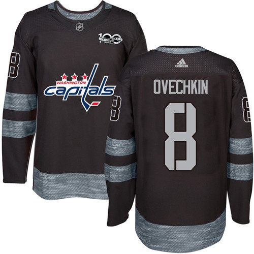 Adidas Washington Capitals #8 Alex Ovechkin Black 1917-2017 100th Anniversary Stitched Jersey Men's