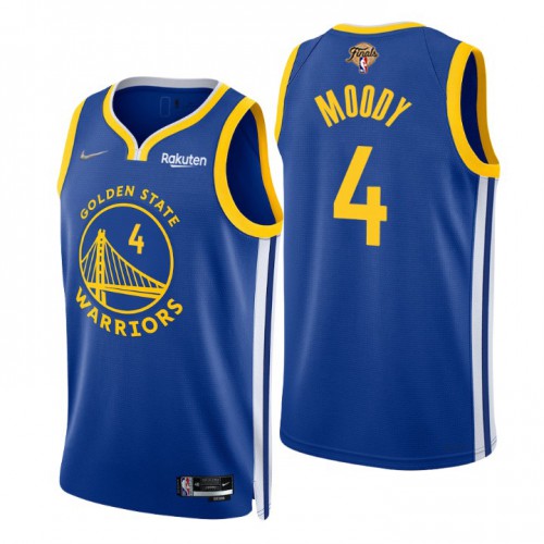 Golden State Warriors #4 Moses Moody Royal Womens 2022 Finals Icon Edition 75th Anniversary Diamond Swingman Jersey Womens