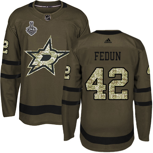 Adidas Dallas Stars #42 Taylor Fedun Green Salute to Service Youth 2020 Stanley Cup Final Stitched Jersey Youth