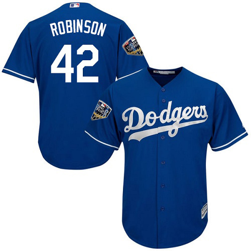 Los Angeles Dodgers #42 Jackie Robinson Blue New Cool Base 2018 World Series Stitched Jersey Men's