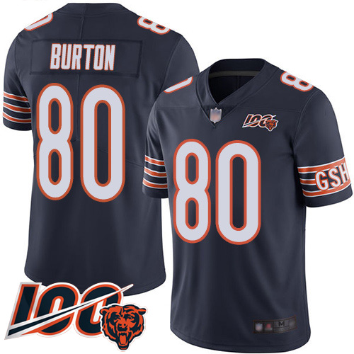 Chicago Bears #80 Trey Burton Navy Blue Team Color Youth Stitched 100th Season Vapor Limited Jersey Youth