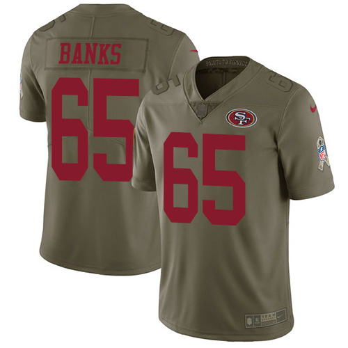 San Francisco 49ers #65 Aaron Banks Olive Men's Stitched Limited 2017 Salute To Service Jersey Men's
