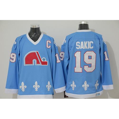 Quebec Nordiques #19 Joe Sakic Light Blue CCM Throwback Stitched Jersey Men's