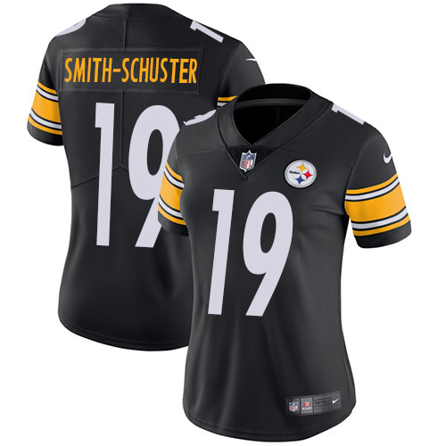 Pittsburgh Steelers #19 JuJu Smith-Schuster Black Team Color Women's Stitched Vapor Untouchable Limited Jersey Womens
