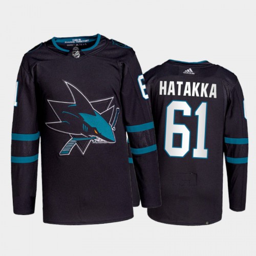 Adidas San Jose Sharks #61 Santeri Hatakka Men's 2021-22 Alternate Authentic Jersey - Black Men's