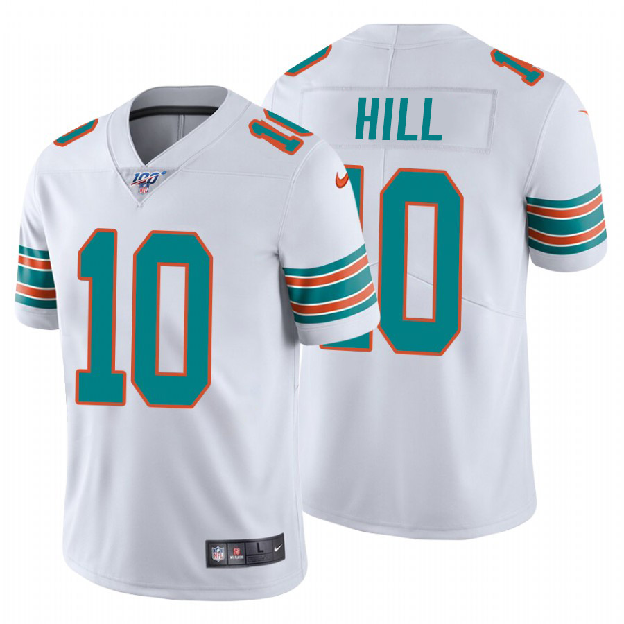 Dolphins #10 Tyreek Hill White Alternate Men's Stitched 100th Season Vapor Untouchable Limited Jersey