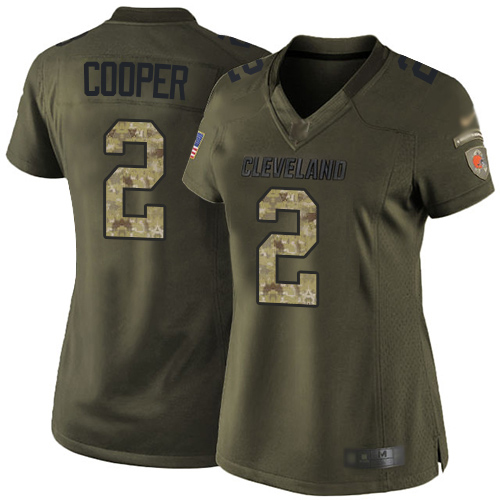 Browns #2 Amari Cooper Green Women's Stitched Limited 2015 Salute To Service Jersey