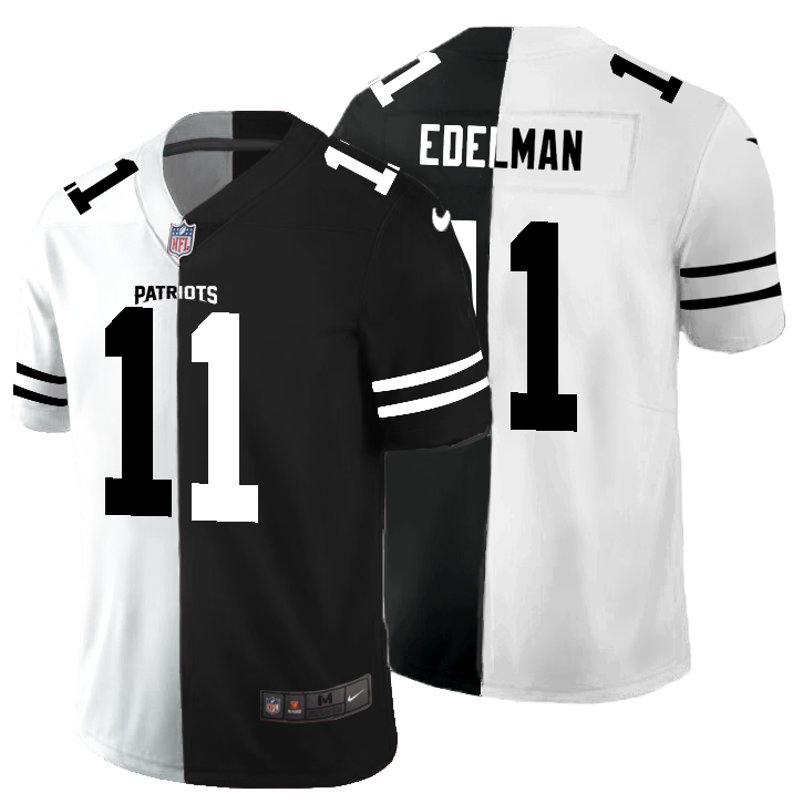 New England Patriots #11 Julian Edelman Men's Black V White Peace Split Vapor Untouchable Limited Jersey
